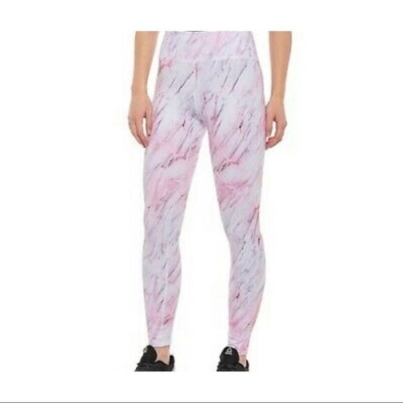 R AND DRY Pink/White Marble 7/8 Leggings - Picture 1 of 3